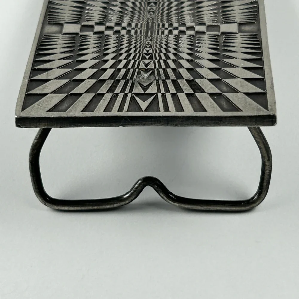 Vintage 1974 Bergamot Brass Works Op-Art‎ Geometric Maze Z-120 Belt Buckle